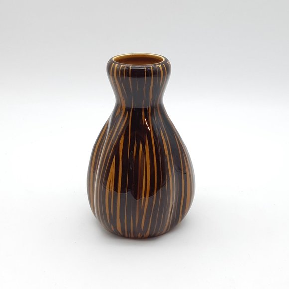 Sarreguemines Brown Vase Domino Pattern From France - Picture 3 of 11